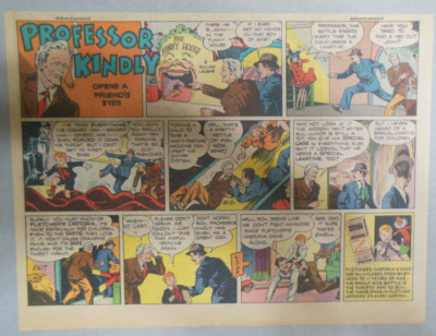 Fletcher's Castoria Ad: Professor Kindly Opens Friends Eyes 1930's 7.5 x 10 inch