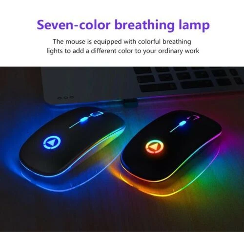 2.4GHz Wireless Optical Mouse USB Rechargeable RGB Cordless Mice For PC Laptop - Image 3 of 4