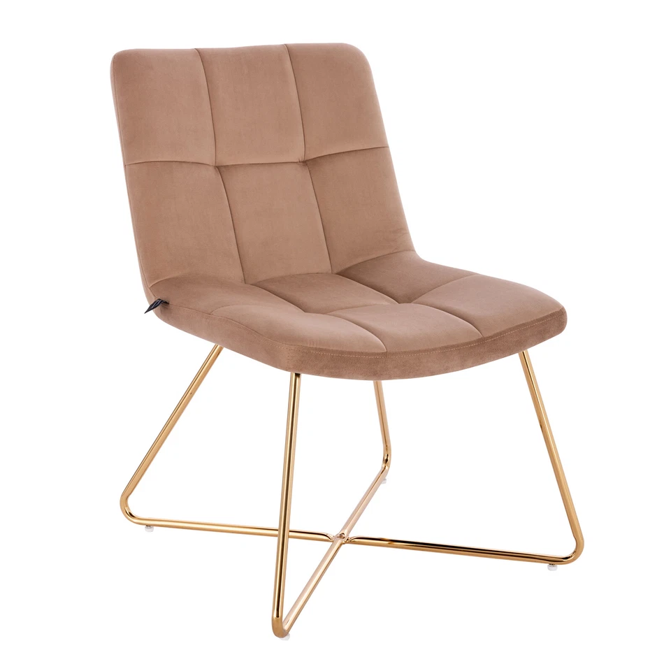 SVITA LYNN Loungesessel Cocktailsessel Clubsessel ohne Armlehnen Samt Beige