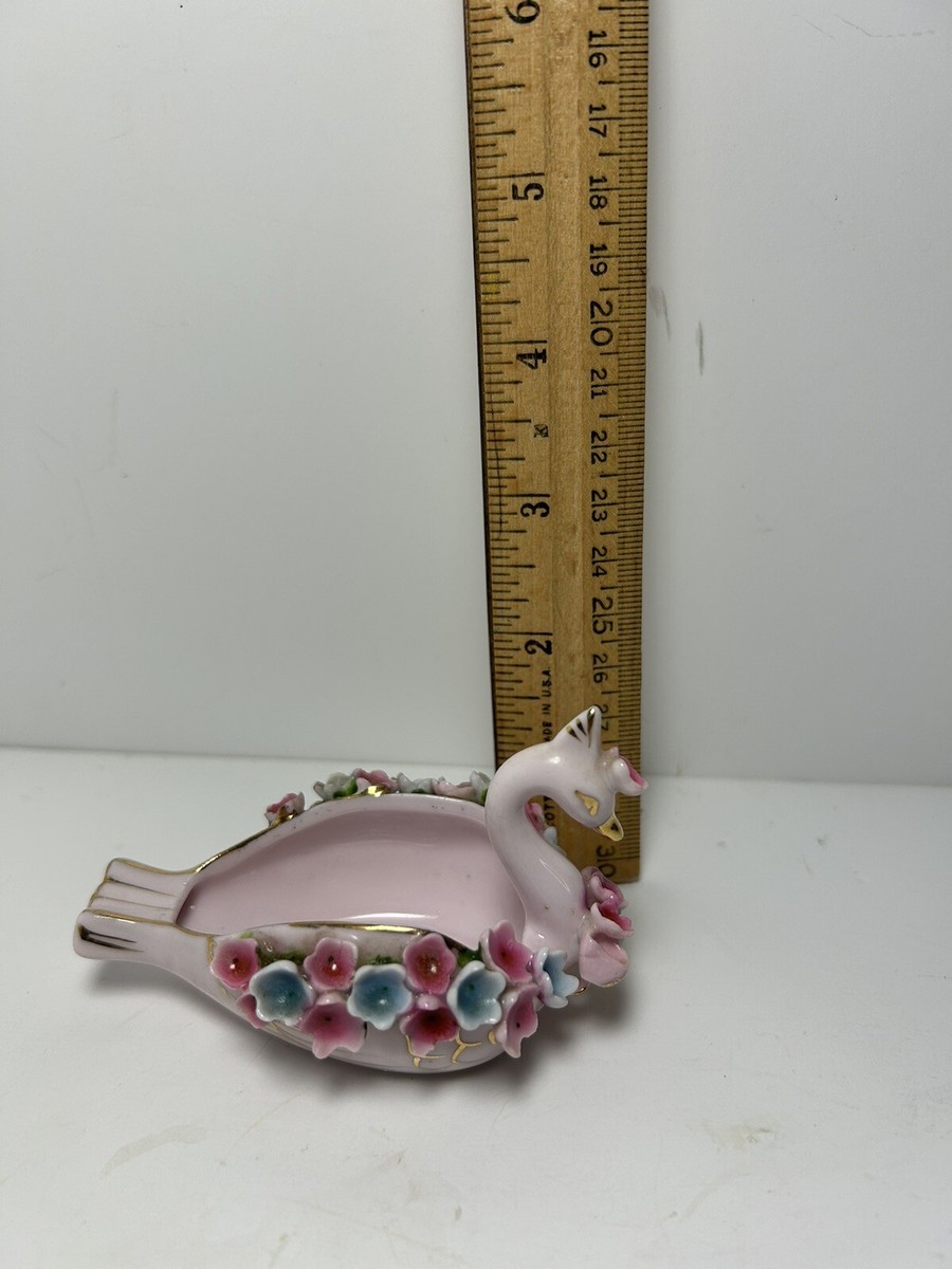 Vintage Small Glass Swan With Flowers Made In Japan 807 Stamped | eBay