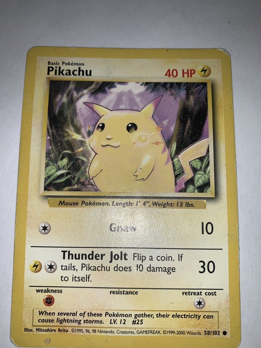 PIKACHU 58/102 BASE SET RARE 1999 POKEMON CARD | eBay