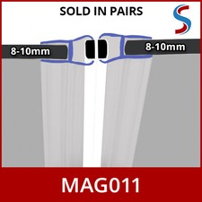 2M Pair Straight Flat Sliding Shower Door Enclosure Magnetic Seals 8 9 or 10mm