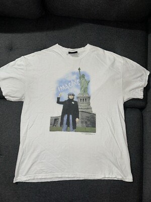 Vintage John Lennon Shirt XL Beatles Imagine Statue Of