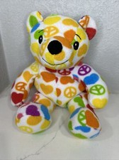 Melissa  Doug 18" Groovy Hope Plush Bear Rainbow Tie Dyed Hearts Peace Beeposh
