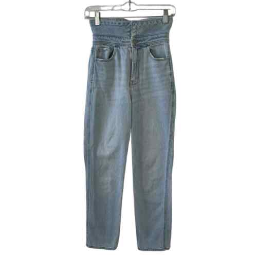 Hollister Jeans Womens Fold Over Waist Ultra HighRise Mom Jean Stretch W23xL25.5 - Afbeelding 1 van 10