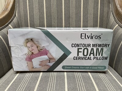 Elviros Cervical Memory Foam Pillow Contour Pillow for Neck and Shoulder Pain 