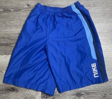 Vtg Nike Gray Tag Y2K Nylon Spell Out Swim Trunk Shorts Youth Boys Sz XL 18-20