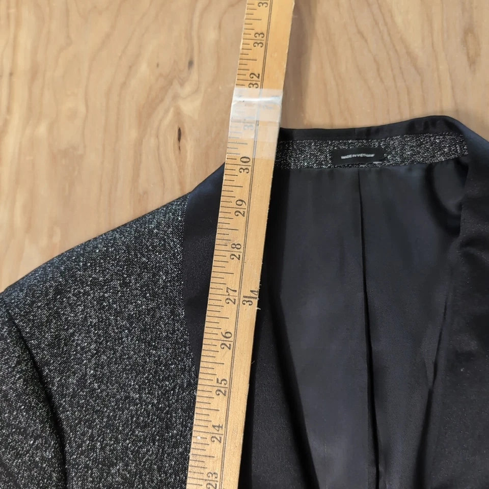 J Ferrar Sparkly Tuxedo Suit + Pants Black Silver Slim Glitter See Measurements - Image 3 of 4