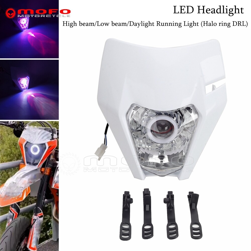 LED Headlight w/Angel Eyes DRL For KTM EXC F 300 350 450 501 Six
