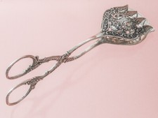 Geb&auml;ckzange Silber Rosenkorb