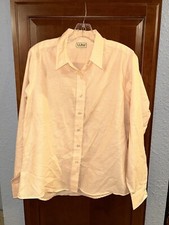 LL BEAN Long Sleeve Button Front Shirt Size Large PTP 22  x STH 26   Peach
