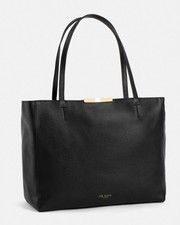 Ted Baker Clarkia Black Soft Grain Faceted Bar Shopper Handbag Nwt 