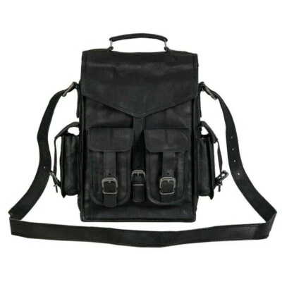 Sac à dos pour homme fait main 100 % cuir noir véritable | sac pour ordinateu... - Photo 1/4