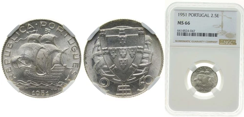 Portugal 1951 2 1/2 Escudos Silver (.650) NGC MS 66