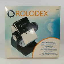 Rolodex Rotary Business Card File Black Woodtones New In Box 200 Cards