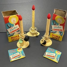 3 Noma Lites 2 Boxes CANDLES CANDOLIERS Christmas VINTAGE Lot With Light Bulbs