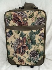 Jaguar Vintage Floral Tapestry Rolling Carry On Suitcase Luggage Travel Bag