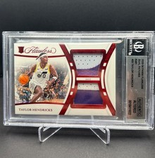 2023 FLAWLESS #FDP-THE TAYLOR HENDRICKS DUAL JERSEY PATCH RC RUBY /15 BGS AUTH