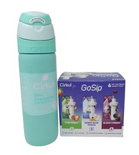 Cirkul 26oz StrawSip Flip Bottle 6 GoSip Caffeine Variety Pack Kiwi Berry Blue