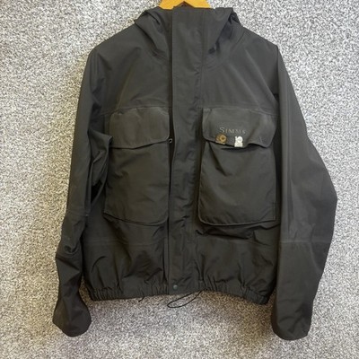Simms GORE-TEX Fishing Jacket Mens XL Green Hooded Waterproof Windproof Shell