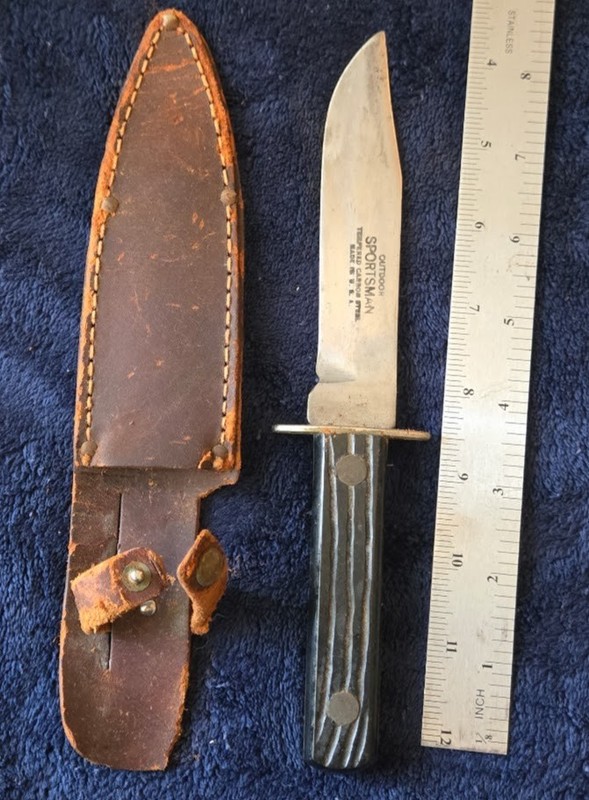 vintage outdoor sportsman carbon steel blade made in USA hunting knife