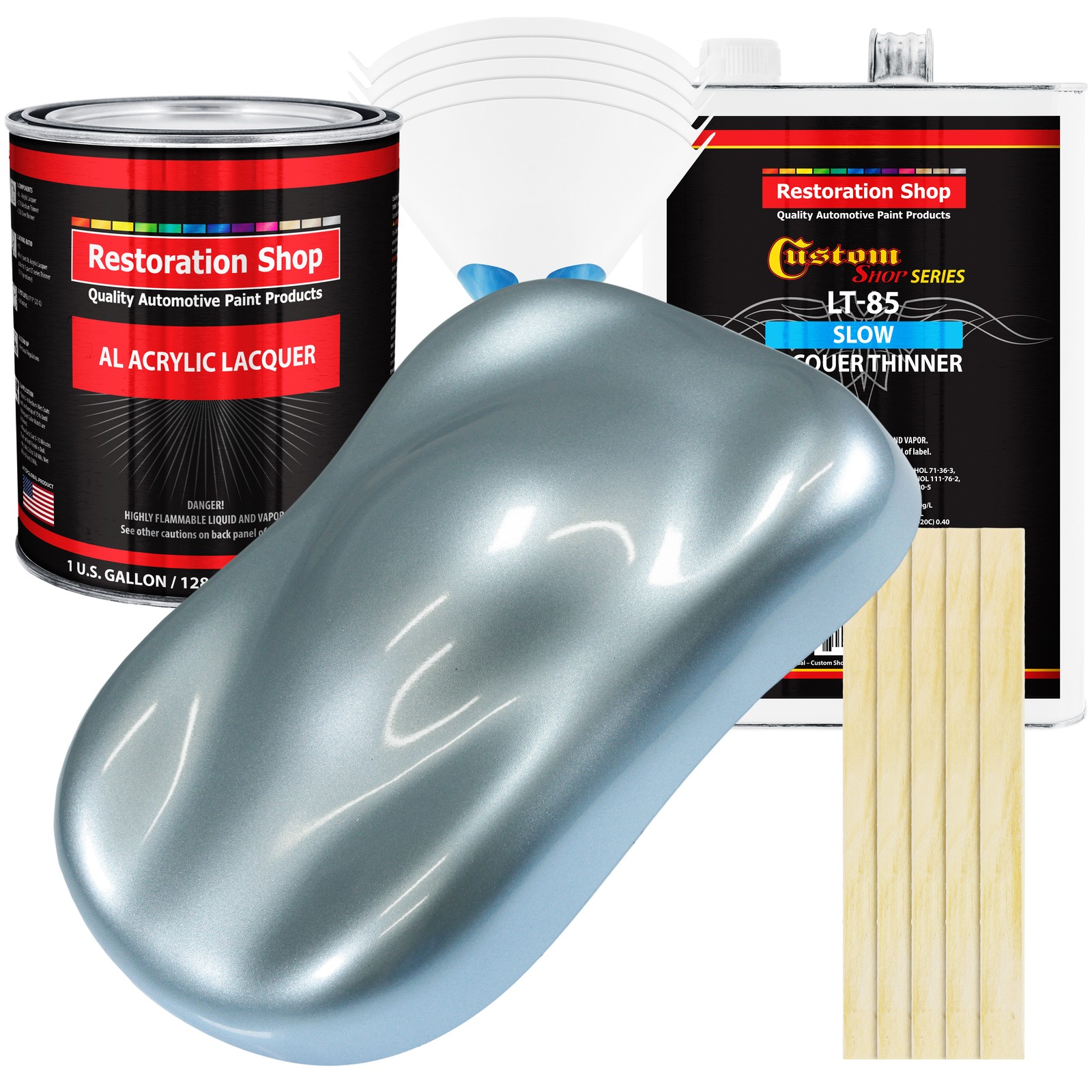 Ice Blue Metallic Acrylic Lacquer Gallon Auto Paint Kit with Slow Thinner