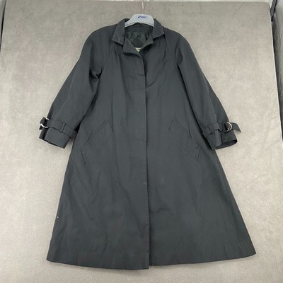 Vintage Foxland By Lanson Trench Coat Womens 10 Black Cotton Water Repellent