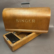 MACHINE À COUDRE SINGER 1930 ÉTUI DE TRANSPORT EN BOIS COURBÉ ET SOCLE TAILLE RÉELLE 201 15 66 27