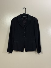 Tahari Women's Blazer Jacket Size 10 Black Three Button Purple Inside C73