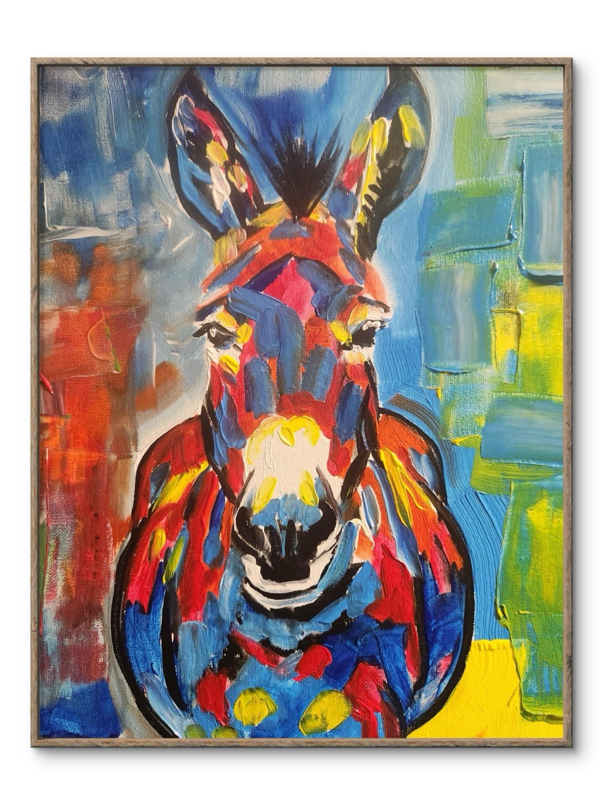 Original Donkey  Abstract Original Wall Art 14X11 Canvas Impressionistic Bold