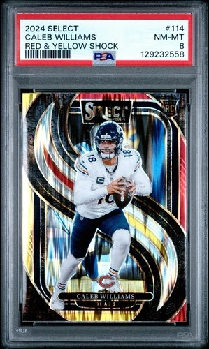 2024 Select Premier Level Caleb Williams #114 Black & Red Shock Prizm (RC) PSA 8