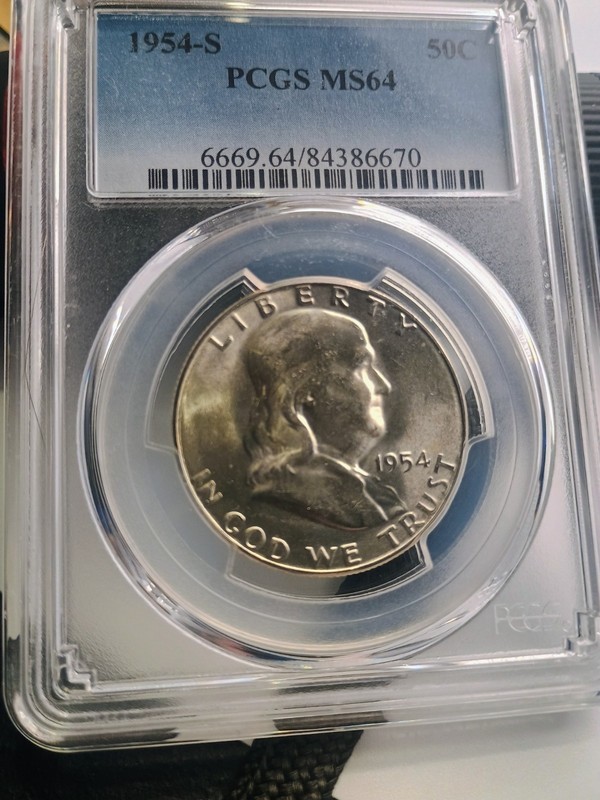 1954 S Franklin Silver Half Dollar PCGS MS64