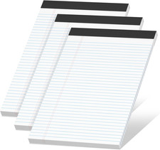White Legal Pads 8.5 X 11 Narrow Ruled, 3 Pack Notepads College Ruled Pads of P