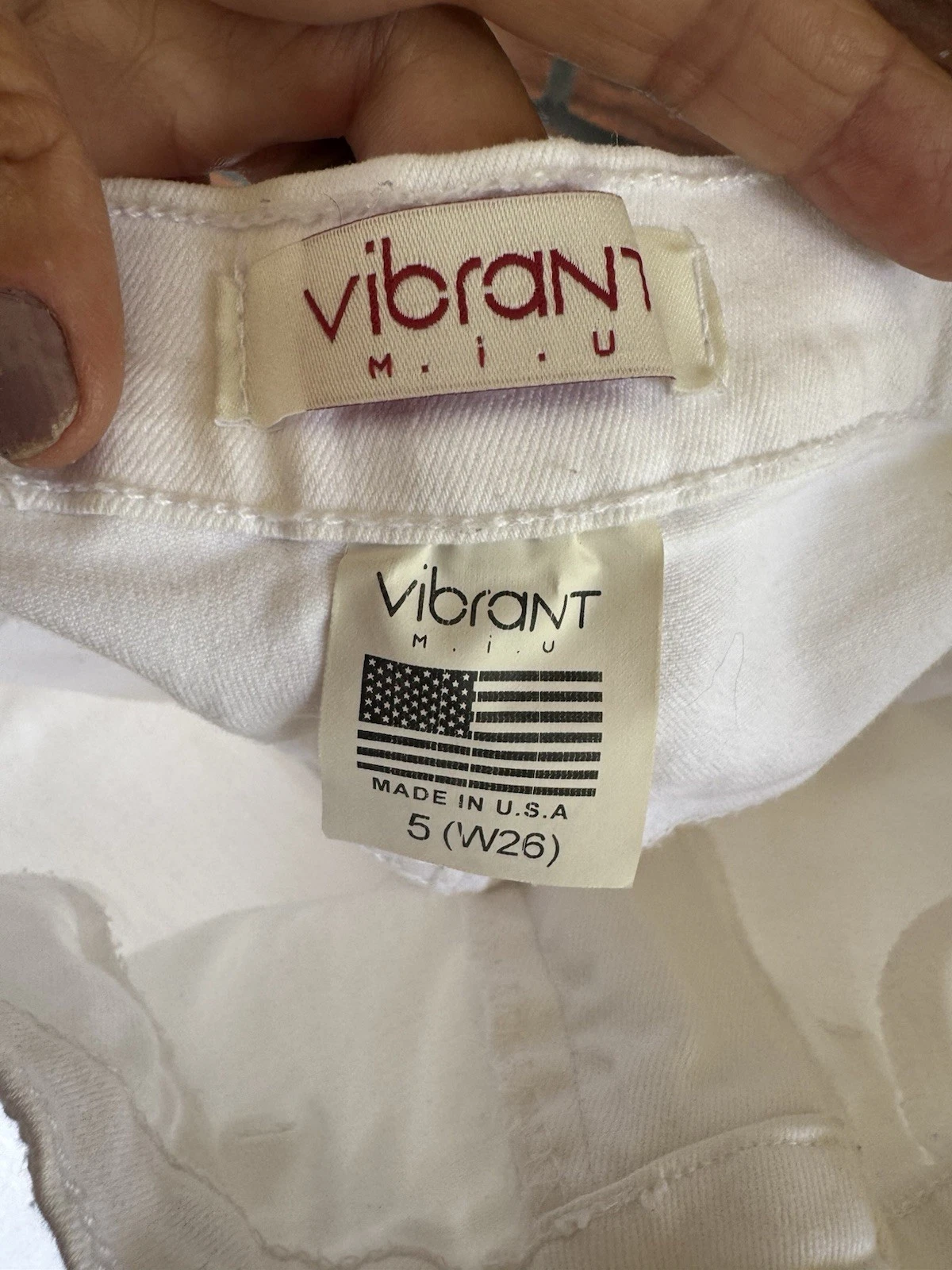 MIU MIU Pantaloni denim jeans elasticizzati bianco tinta unita Miu Bell Bottoms vibranti taglia 5 26 vintage