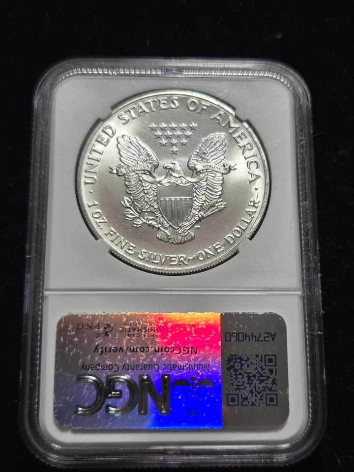 1991 Silver Eagle NGC MS69 MINT ERROR Obverse Struck Thru (Z-1132) - Image 3 of 3