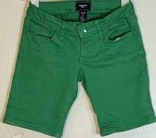 Gap Kids Little Girl Sz 5 Shorts Long Green Adjustable Waist Zipper Clasp Pocket