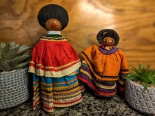 Antique Native American Indigenous Seminole Handmade Palmetto Husk doll set 