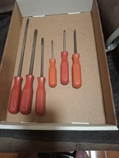 Vintage Mac Tools Flathead Slotted Phillips Red Handle Screwdrivers