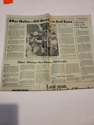 Vintage Partial Newspaper 1978 October 6th San Francisco Chronicle