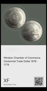 Windsor Chamber of Commerce Centennial Trade Dollar Token 1976 (1779)
