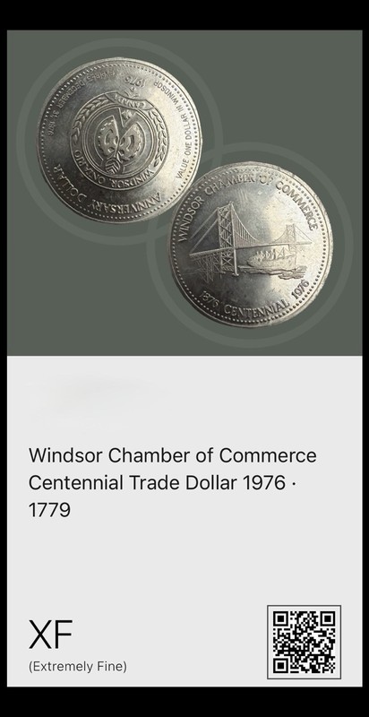 Windsor Chamber of Commerce Centennial Trade Dollar Token 1976 (1779)
