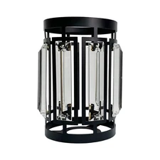Industrial Black Metal Lamp Shade with K9 Crystal Accents for E26/E27 Fixtures