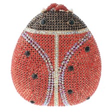 Gold Tone Metal Red Rhinestone Crystal Clutch Evening Bag HB6096-RED