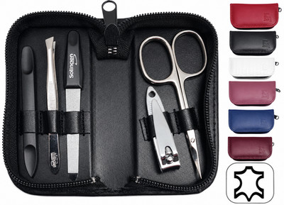 5-tlg Maniküre-Set aus Echtleder   Made in Germany | Solingen Instrumente im Etu