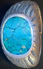 VTG Antique Southwest Silver Tone Crushed Green Turquoise Ring Size 6 