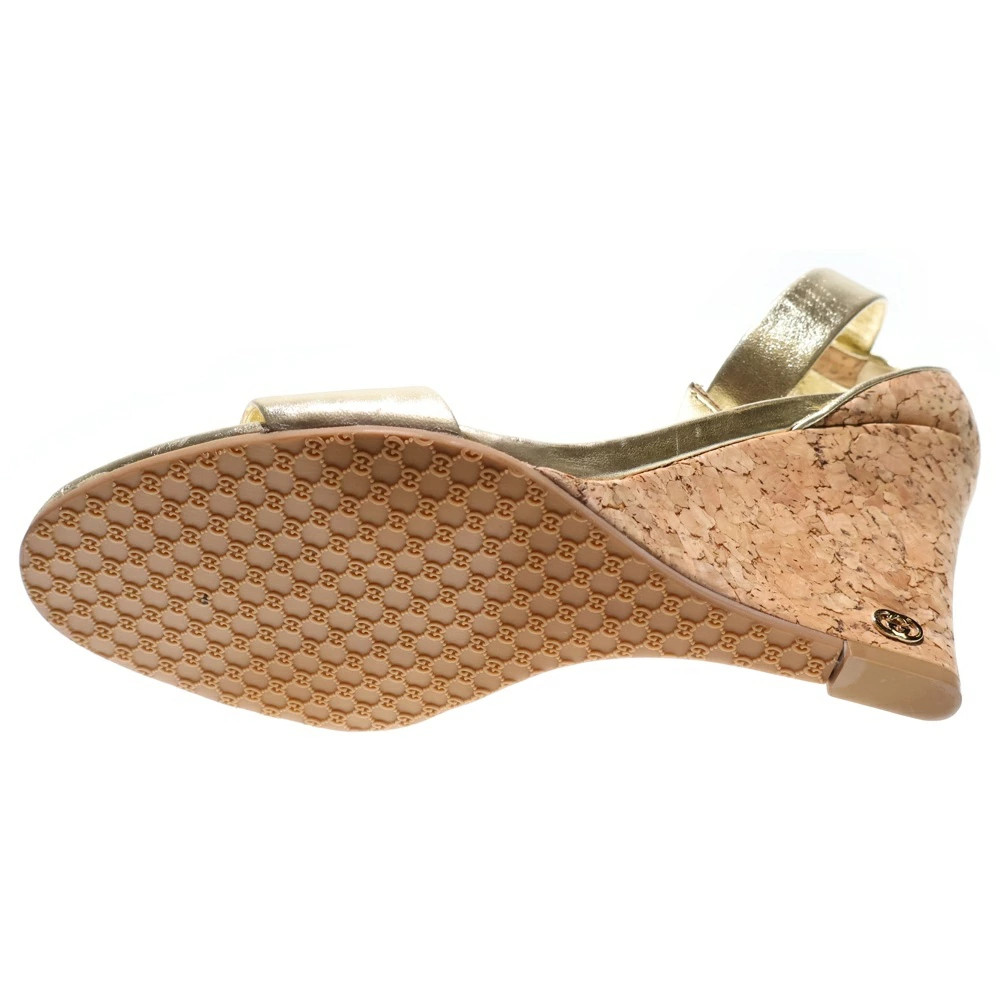 GUCCI Size: 6 Leather Ankle Strap Wedge Sole Cork Heel Sandals GWomen's 213217 [ thumbnail 5