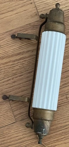 Art Deco Brass & Milk Glass Rod Ship Light Wall Sconce Lamp Vintage Antique