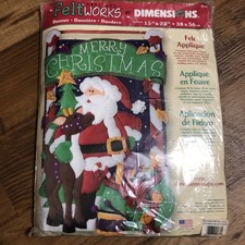 Dimensions FeltWorks Banner Felt Applique 8106 Merry Christmas Santa Sequin 2001