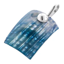 925 Sterling Silver Blue Mother Of Pearl Turbo Shell Sterling Pendant, 1 7/16"
