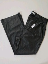 Old Navy Higher High Rise Flare Faux Leather Pants Womens 22 Black 70s Clubwear